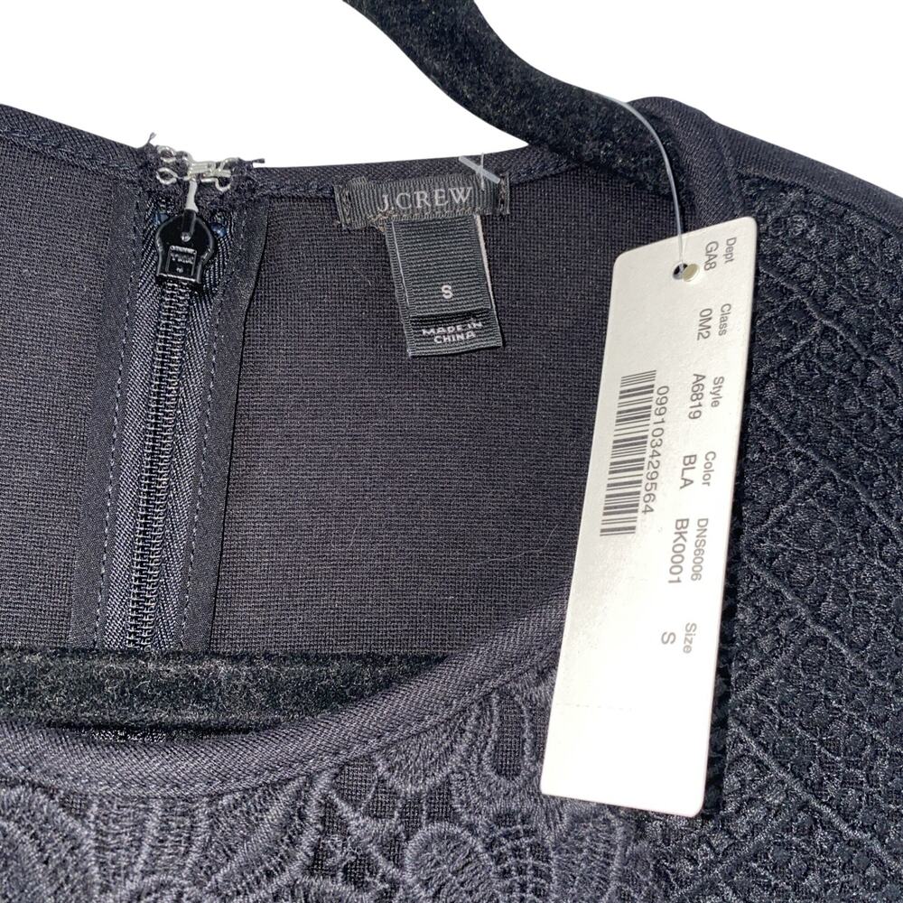 NWT J. Crew Black Structured Mixed Lace Peplum Shell Sleeveless Top Small - Picture 5 of 12